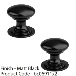 2 PACK - Victorian Tiered Door Knob - 50mm Matt Black Cabinet Pull Handle Round Rose