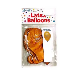 Creative Party Latex Hearts Golden (50th) Wedding Anniversary Balloons (Pack of 6) Gold (One Size)