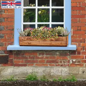 Set of 2 HORTICO™ Wooden Planter, 76cm Long Window Box, Garden Trough Planter, Outdoor Plant Pot Made in the UK H14 L76 W23 cm