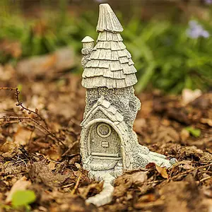 Fairy Castle Garden Ornament Distressed White Stone Effect