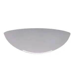 Ceramic Wall Light Open Bowl Shaped, White Paintable Finish