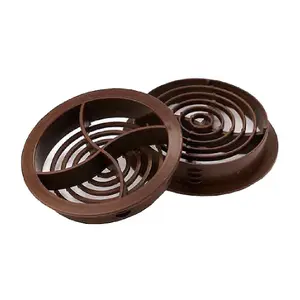 25 x Easy-Trim Brown Plastic 70mm Round Soffit Air Ventilation Roof Discs