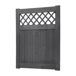 Outdoor Grey Rhombus Garden Wooden Gate Fence Door 150cm H