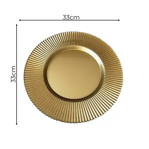 Neel Blue Charger Plates for Table Decoration - Shiny Gold