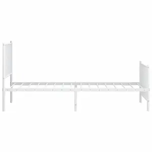 Berkfield Metal Bed Frame with Headboard and Footboard White 90x190 cm 3FT Single