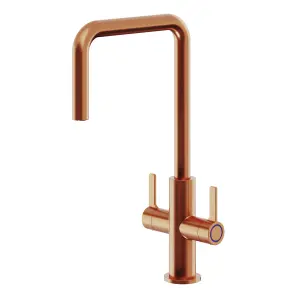 GoodHome Kamut Copper effect Kitchen Twin lever Tap