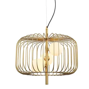 Luminosa Modern Hanging Pendant Golden 3 Light  with Gold, White Shade, G9