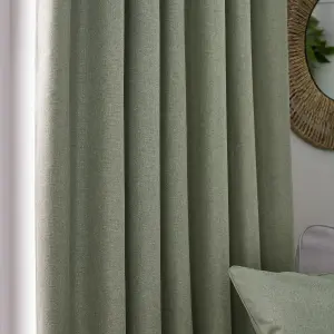 furn. Dawn 100% Blackout Thermal Eucalyptus Pencil Pleat Curtains, 168 x 137cm