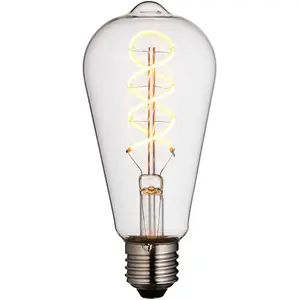 Clear Glass 4W E27 Pear Filament LED Light Bulb - Dimmable Warm White - 265lm 2200k