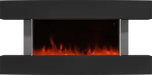 Black 47Inch Wall Mounted Electric Fireplace - Amberglo