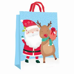 3x Jumbo Christmas Gift Bag Woven Cute Santa & Reindeer Gift Sack Tote Bag 67cm