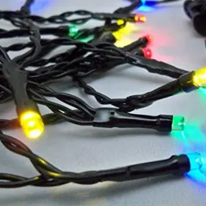 200 Multi-Coloured LED's Black Cable Connectable Outdoor Garden Party Waterproof String Lights (20m) Low Voltage Plug