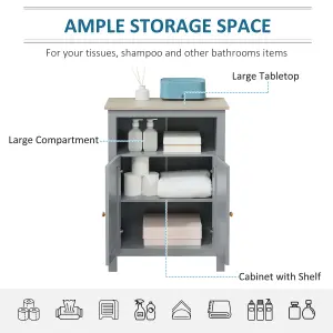 kleankin Bathroom Floor Storage Cabinet Standing Unit W/ Doors Adjustable Shelf