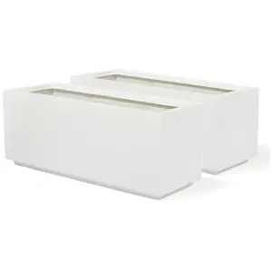 Primrose Fibreglass Trough Gloss Planter in White 90cm