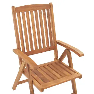 Set of 6 Garden Chairs with Cushions JAVA Acacia Wood Off-White