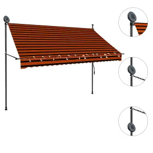 Berkfield Manual Retractable Awning with LED 250 cm Orange and Brown