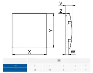 Awenta 125mm Pull Cord Extractor Fan Silver ABS Front Panel ESCUDO Wall Ceiling Ventilation