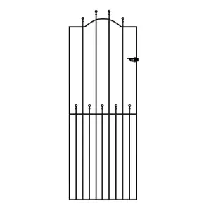 MANA Ball Top Tall Bow Top Metal Garden Gate 762mm GAP x 1910mm High MAZP30