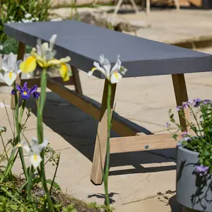 Traditional Large Grey Outdoor Garden Bench