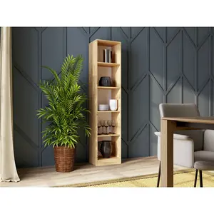 Albee Bookcase Artisan Oak / (5 Shelves) 182 cm H x 80 cm W x 32 cm D