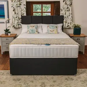 Topaz Back Care Orthopaedic Sprung Divan Bed Set 5FT King 4 Drawers Continental - Naples Slate