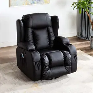 Black Leather Caesar Recliner Armchair With Massage And Heat | Manual | Furniture Online