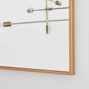 Alcantera Rectangle Metal Frame Wall Mirror Simple and Elegant Modern Design Copper / 120cm H x 80cm W