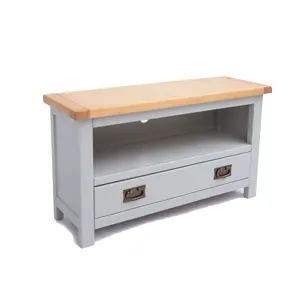 Argenta Light Grey 1 Drawer TV Cabinet Brass Drop Handle