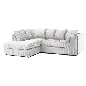 Luxor Jumbo Cord 4 Seater Corner sofa Silver Left Hand Facing