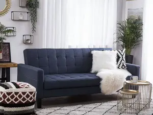 Beliani Traditional Sofa Bed VEHKOO Dark Blue