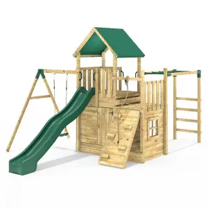 Rebo Modular Wooden Climbing Frame Adventure Playset - M10 Single Swing