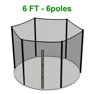 SunDaze Replacement Trampoline Safety Net Enclosure Surround Netting Outdoor Accessories 6FT (183cm) for 6 Poles