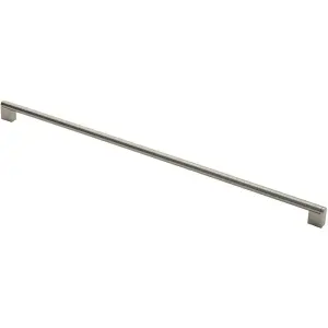 Round Bar Pull Handle 648 x 14mm 608mm Fixing Centres Satin Nickel & Steel