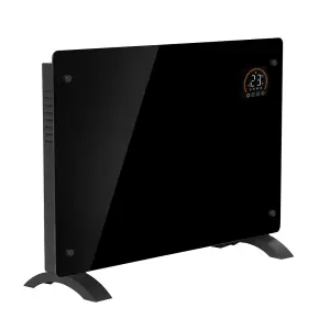 Electric Black Glass Panel Heater - 1500W Smart Wi-Fi Wall Moutned Radiator