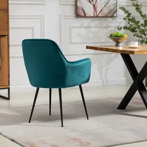 Carrara Velvet Dining Chairs - Set of 2 - Teal