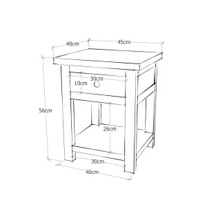 Argenta 1 Drawer Bedside Table Chrome Cup Handle