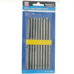 Bluespot 9pc 150mm Extra Long Reach Power Drill Screwdriver Bit Set Hex 6''