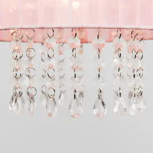 ValueLights Oba Pink Ceiling Pendant Droplets Shade and B22 GLS LED 6W Warm White 3000K Bulb