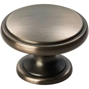 Ring Domed Cupboard Door Knob 38.5mm Diameter Gun Metal Cabinet Handle