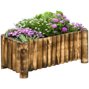 Outsunny Raised Flower Bed Wooden Rectangualr Planter Container Box Wood 4 Feet