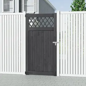 90cm W x 2.3cm D x 180cm H Grey Rhombus Garden Wood Fence Gate, Assembly Required Wooden Door