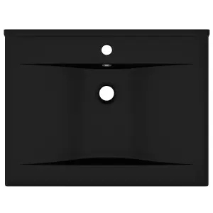 Luxury Basin with Faucet Hole Matt Black 60x46 cm Ceramic