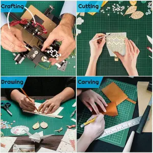 A3 Non-Slip Cutting Board with Surface for Arts & Crafts Easy Guided Line Paper Card Fabric Plastic for Professional Cutting Green