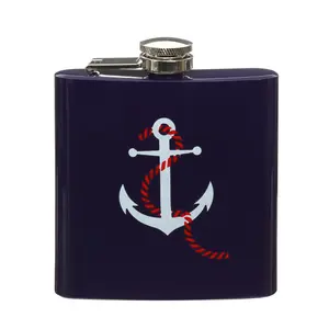 Maison by Premier Auden Blue Finish Hip Flask  With Anchor Design