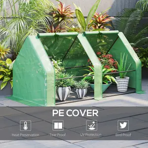 Outsunny Mini Small Greenhouse with Steel Frame & PE Cover & Zippered Window