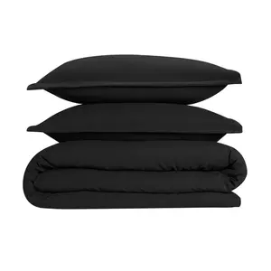 Super Soft 250 TC Microfibre Reversible Plain Duvet Cover Set Black / Kingsize Duvet Cover + 2 Pillowcases