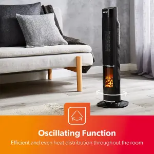 Geepas 2000W Oscillating Digital Tower PTC Heater 2 Heat Settings, Cool & Warm Function with Remote