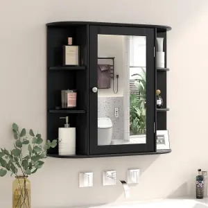 Costway 3 Tier Mirrored Bathroom Cabinet Wall Mount Storage Cupboard W/ Display Shelves