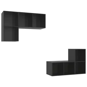 Berkfield Wall-mounted TV Cabinets 4 pcs High Gloss Black Engineered Wood