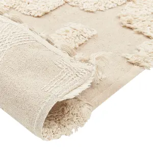 Cotton Area Rug 140 x 200 cm Beige ITANAGAR